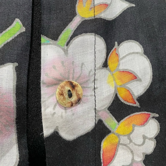 CITRON SANTA MONICA Cherry Blossom Asian Boxy Shirt Natural Accents Sz Large - Picture 8 of 12